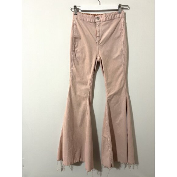 Free People Pink Throw It Back Reversible Flare Jeans Size 24 - Picture 4 of 9